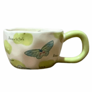 Tazas de porcelana Kawaii Verde