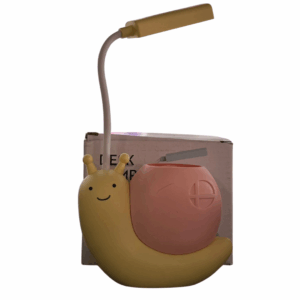 Lampara y portalapiz caracol kawaii amarillo y rosa