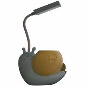 Lampara y portalapiz caracol kawaii celeste y amarillo