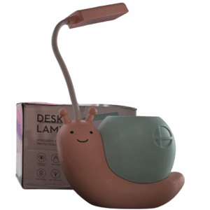 Lampara y portalapiz caracol kawaii rosa y celeste